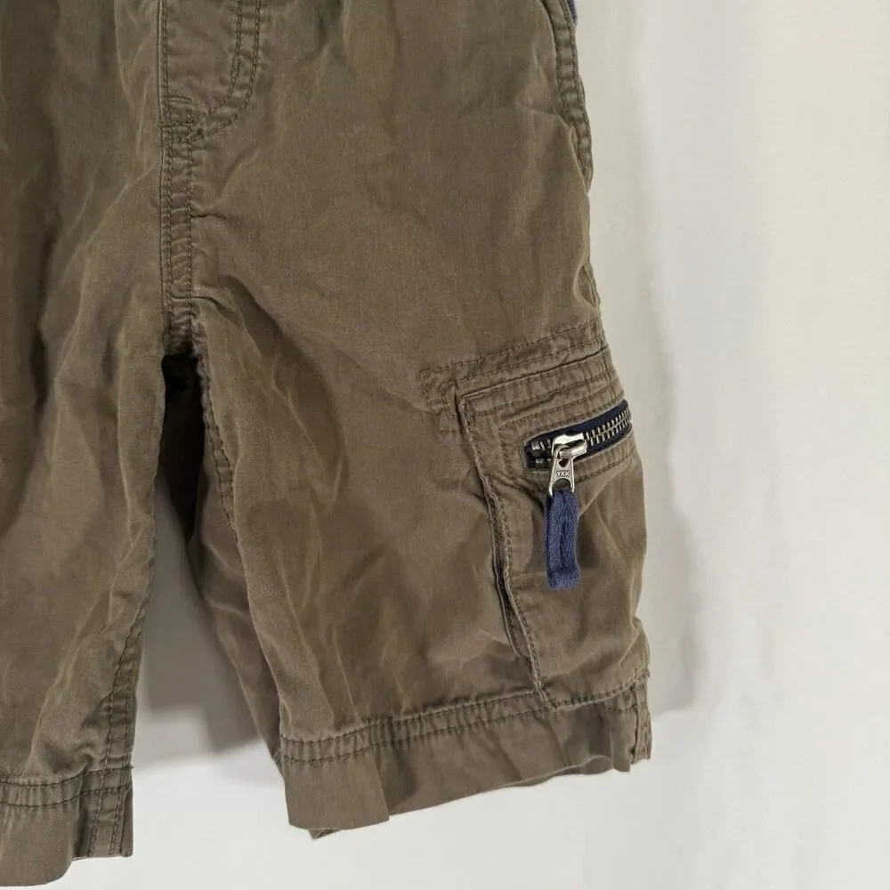 Hanna Andersson Cargo Shorts Boys 110 5 Green Pull On Drawstrong Zip Pockets